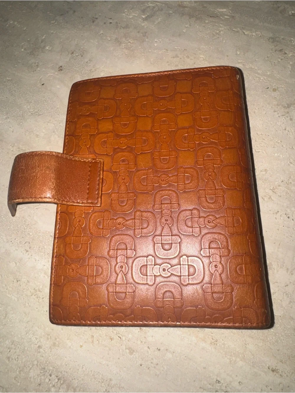 Gucci Cognac Leather Planner with Embossed Monogram